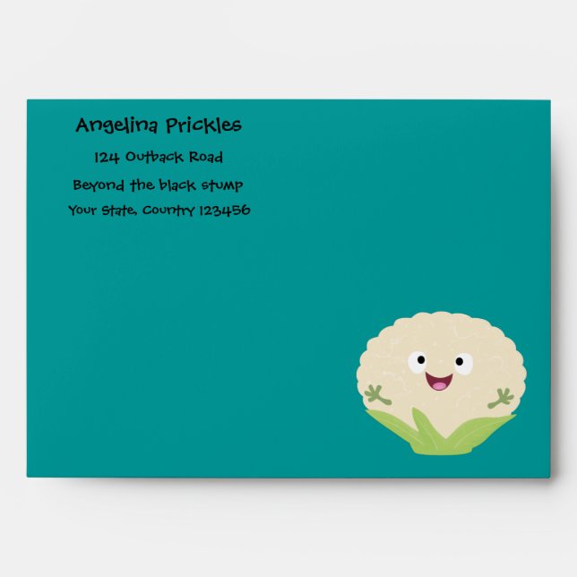 Cute happy cauliflower vegetable cartoon envelope (Front)