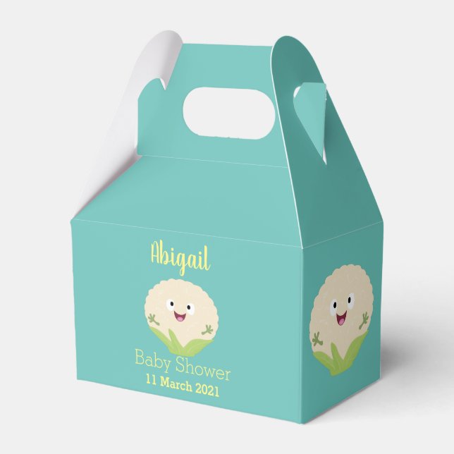 Cute happy cauliflower vegetable cartoon  favour box (Front Side)