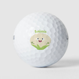 Cute happy cauliflower vegetable cartoon golf balls