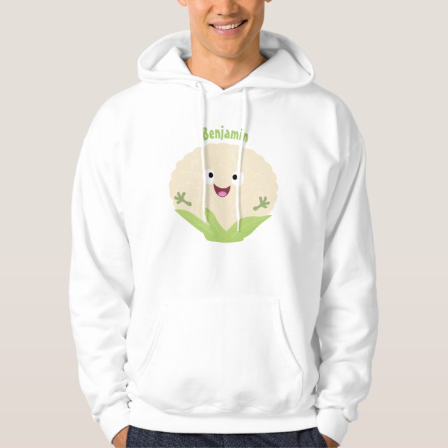 Cute happy cauliflower vegetable cartoon hoodie (Front)