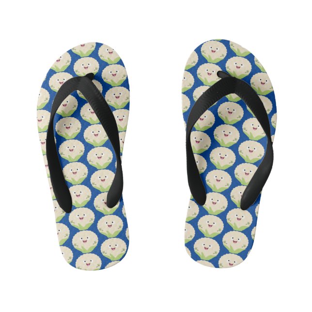 Cute happy cauliflower vegetable cartoon  kid's jandals (Footbed)