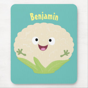 Cute happy cauliflower vegetable cartoon mouse pad