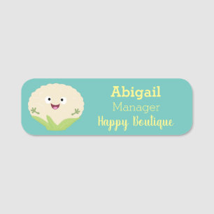 Cute happy cauliflower vegetable cartoon  name tag