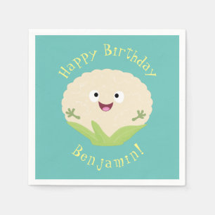 Cute happy cauliflower vegetable cartoon napkin