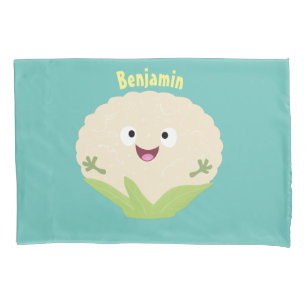 Cute happy cauliflower vegetable cartoon pillowcase