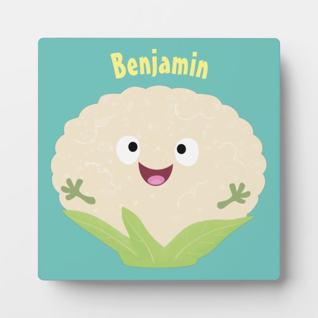 Cute happy cauliflower vegetable cartoon  plaque (Front)