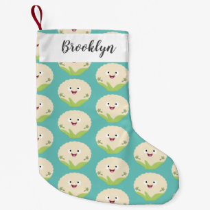 Cute happy cauliflower vegetable cartoon small christmas stocking
