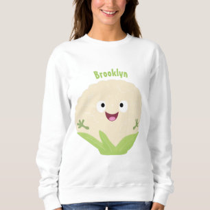Cute happy cauliflower vegetable cartoon sweatshirt