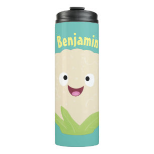 Cute happy cauliflower vegetable cartoon thermal tumbler