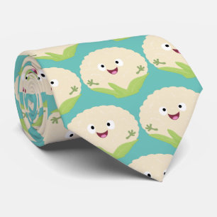 Cute happy cauliflower vegetable cartoon tie