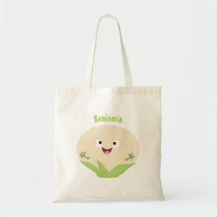 Cute happy cauliflower vegetable cartoon  tote bag