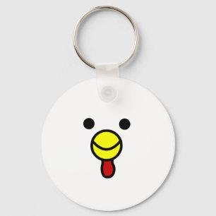 Cute Happy Chicken Head Key Ring