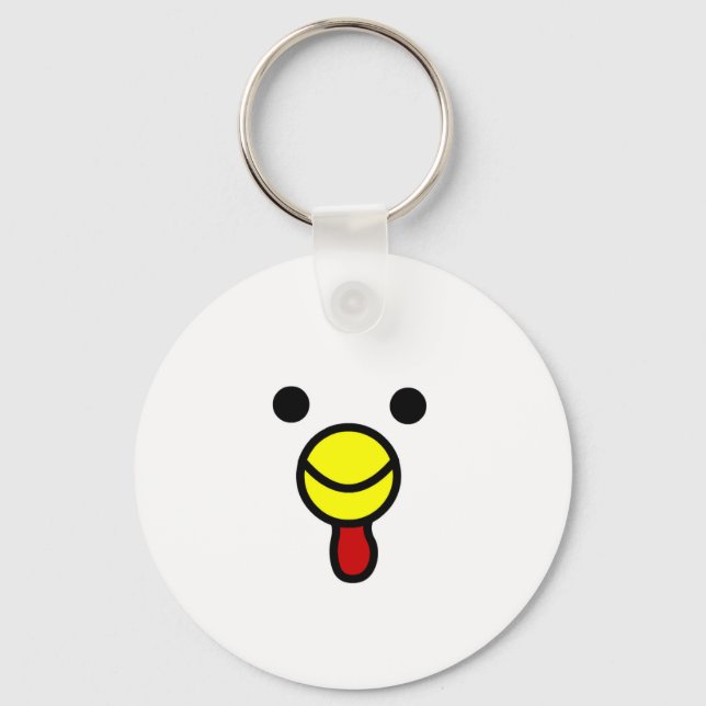 Cute Happy Chicken Head Key Ring (Front)