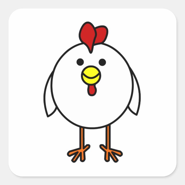 Cute Happy Chicken Square Sticker (Front)