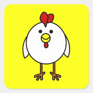Cute Happy Chicken - Yellow Square Sticker