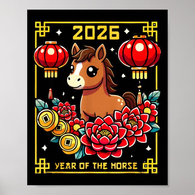 Cute Happy Chinese New Year Of The Hourse 2026 Lun Poster (Front)