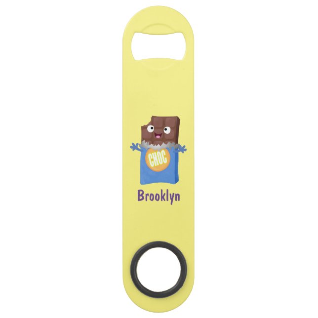 Cute happy chocolate candy bar cartoon character  (Front)