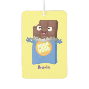 Cute happy chocolate candy bar cartoon character  car air freshener