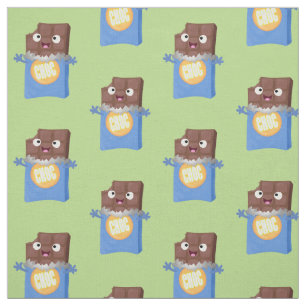 Cute happy chocolate candy bar cartoon character fabric