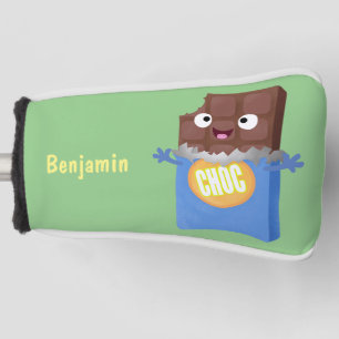 Cute happy chocolate candy bar cartoon character golf head cover