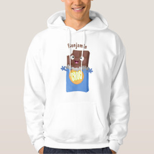 Cute happy chocolate candy bar cartoon character hoodie