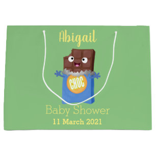 Cute happy chocolate candy bar cartoon character large gift bag