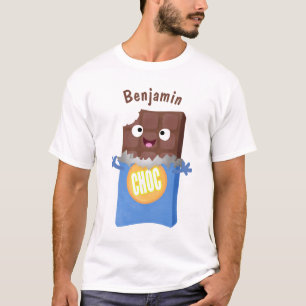 Cute happy chocolate candy bar cartoon character T-Shirt