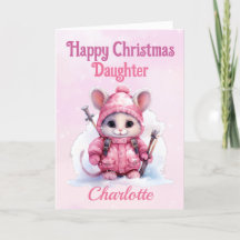 Cute Happy Christmas Daughter Pink Winter Mouse