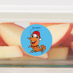 Cute happy Christmas shrimp cartoon illustration