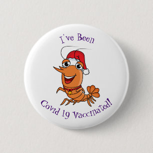 Cute happy Christmas shrimp cartoon illustration 6 Cm Round Badge