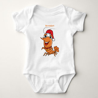 Cute happy Christmas shrimp cartoon illustration Baby Bodysuit