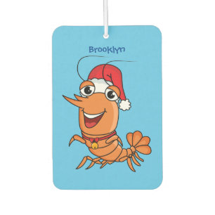 Cute happy Christmas shrimp cartoon illustration Car Air Freshener