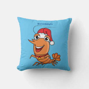 Cute happy Christmas shrimp cartoon illustration Cushion