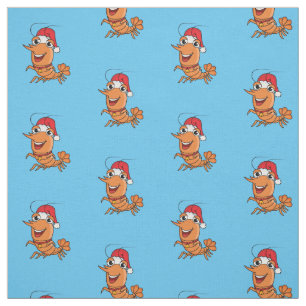 Cute happy Christmas shrimp cartoon illustration Fabric