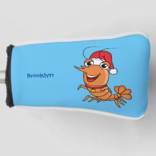 Cute happy Christmas shrimp cartoon illustration Golf Head Cover