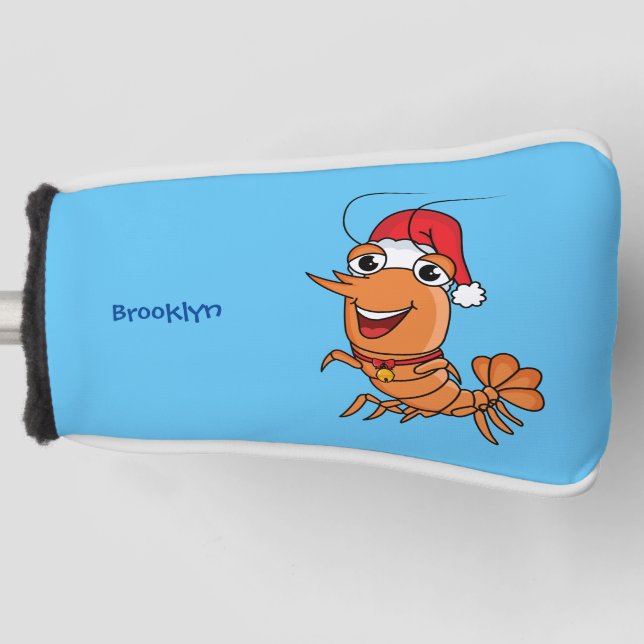 Cute happy Christmas shrimp cartoon illustration Golf Head Cover (Front)