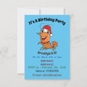 Cute happy Christmas shrimp cartoon illustration Invitation