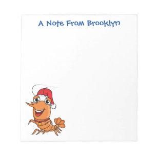 Cute happy Christmas shrimp cartoon illustration Notepad