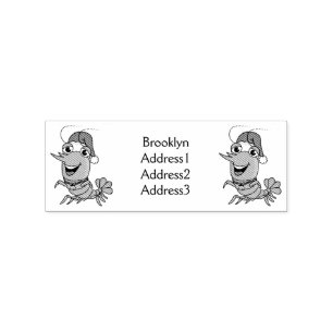 Cute happy Christmas shrimp cartoon illustration Rubber Stamp