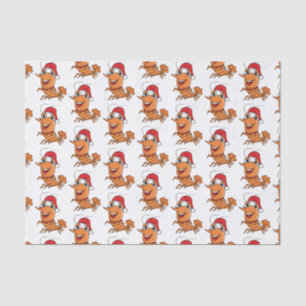 Cute happy Christmas shrimp cartoon illustration Tissue Paper