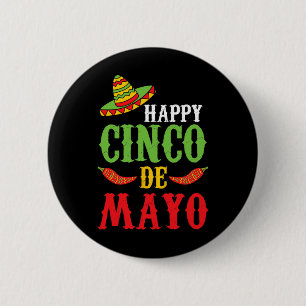 Cute Happy Cinco De Mayo Sombrero Peppers May 5th 6 Cm Round Badge