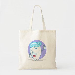 cute happy clean sparkling tooth cartoon character tote bag
