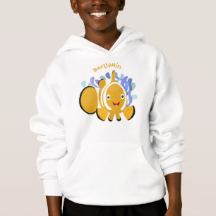 Cute happy clownfish anenome cartoon