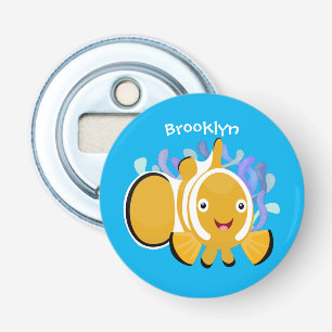 Cute happy clownfish anenome cartoon bottle opener