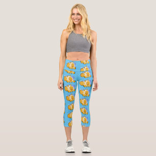 Cute happy clownfish anenome cartoon capri leggings
