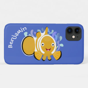 Cute happy clownfish anenome cartoon Case-Mate iPhone case
