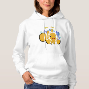 Cute happy clownfish anenome cartoon hoodie