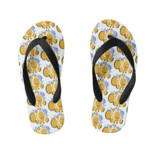 Cute happy clownfish anenome cartoon kid's jandals