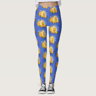 Cute happy clownfish anenome cartoon leggings