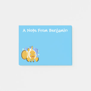 Cute happy clownfish anenome cartoon post-it notes